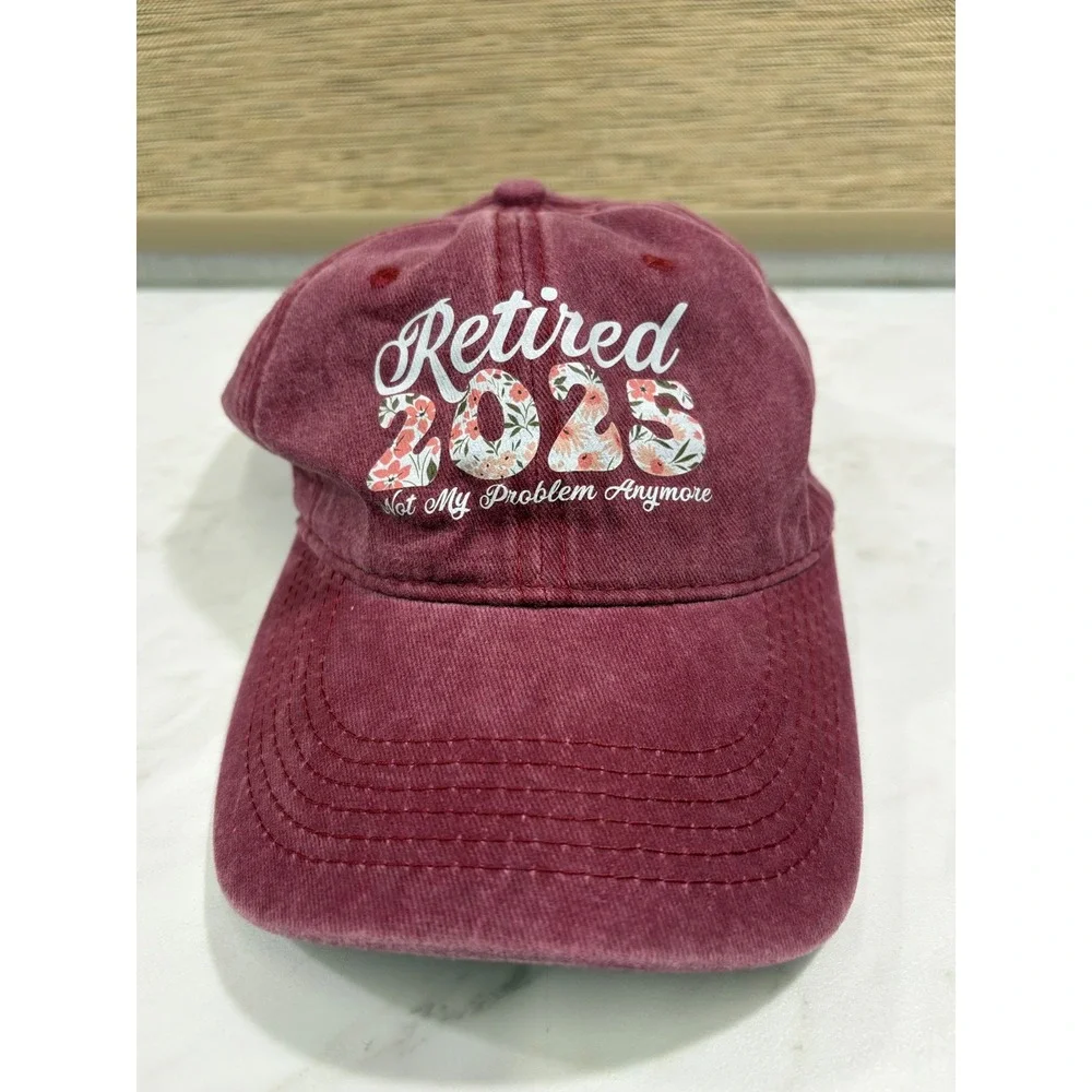 Cottagecore Retired 2025 Hat Women OS Burgundy Floral Dad Cap Leisure